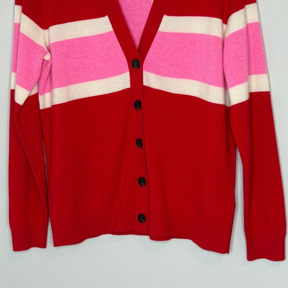 Boden Marianne Red Pink Union Jack 100% Cashmere V-Neck Cardigan Sweater Medium - Picture 7 of 10